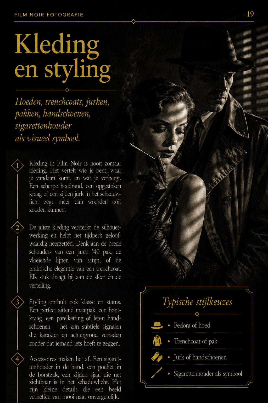 Kleding voor film noir fotografie