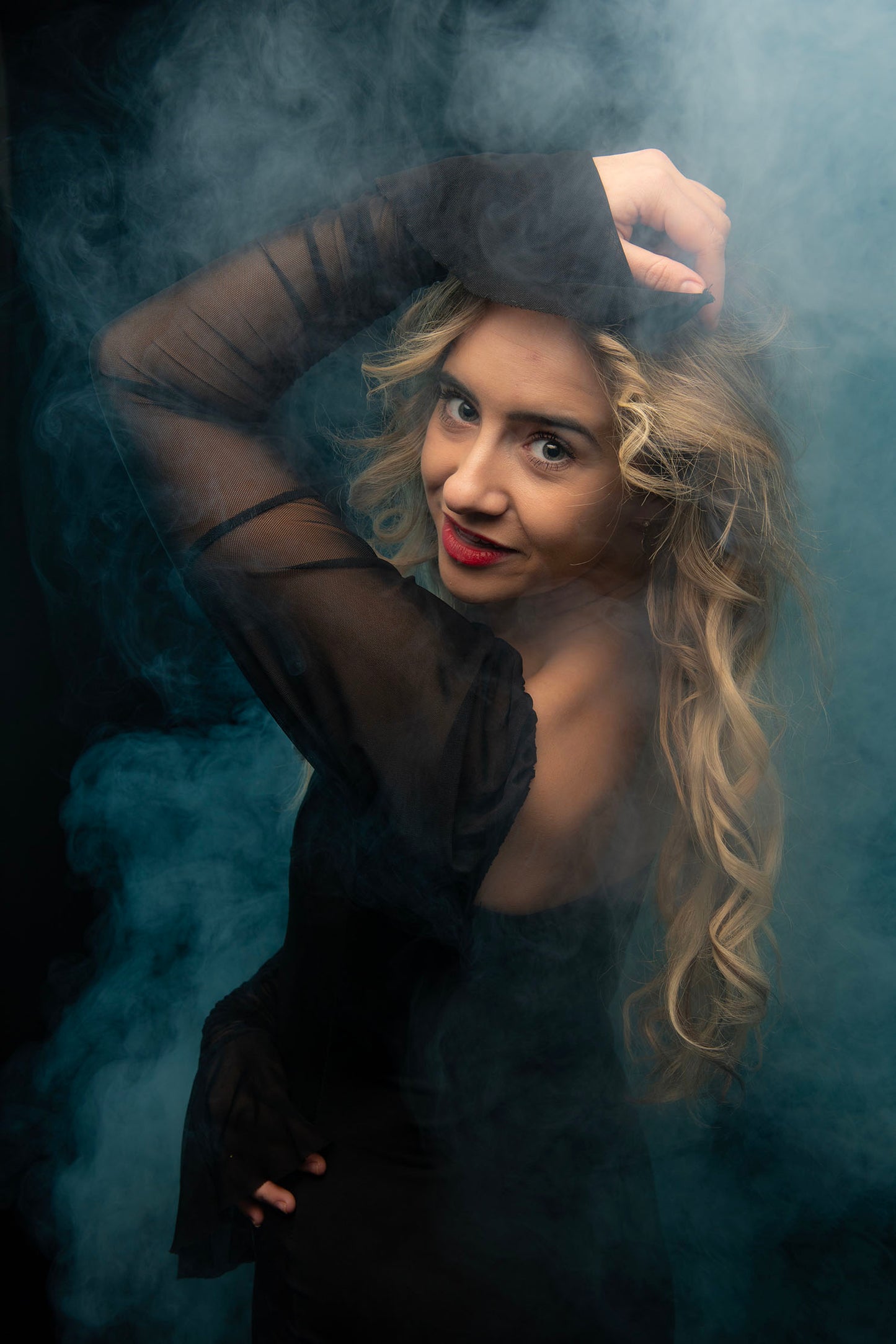 Creatieve fotocursus portretten met model en rook