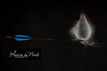 high speed fotografie cursus met waterballon in studio schieten met pijl