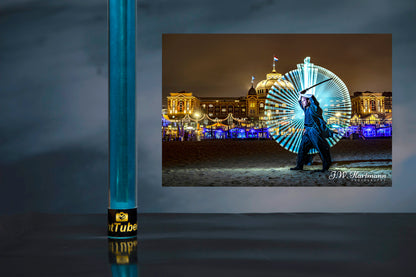 light tube painting vechter in cool ice blue