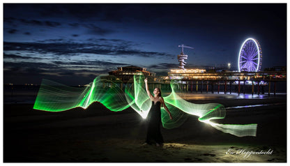 long exposure on the beach with nordic colours tube light